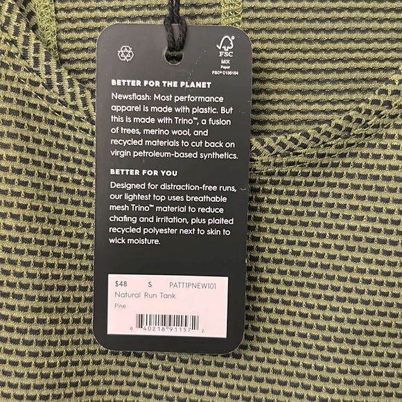 Allbirds Women’s Natural Run Athletic Tank Top Green Pine S NWT - Picture 8 of 9